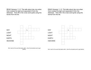 days of creation crossword puzzle worksheets