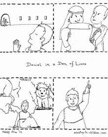 Daniel and the Lion's coloring page