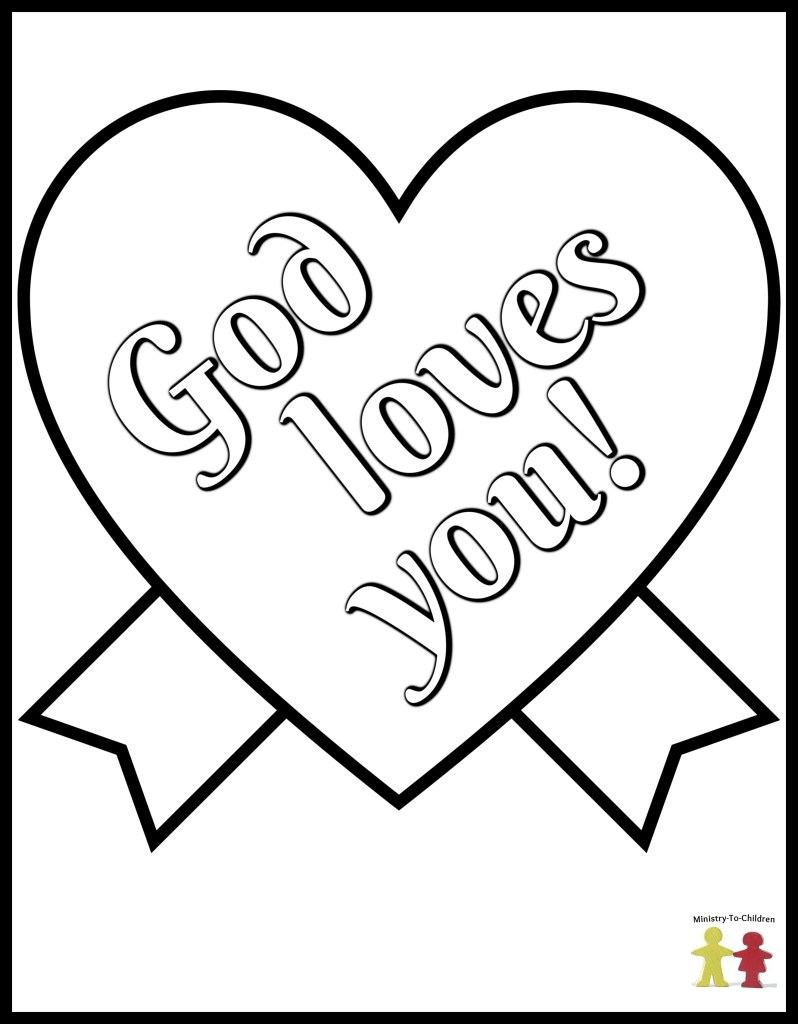 God Loves You - Preschool Coloring Page