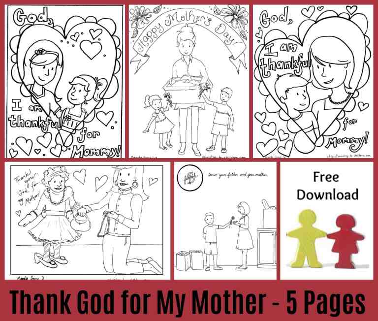 Mother's Day coloring pages - Image collage of line drawings pictures