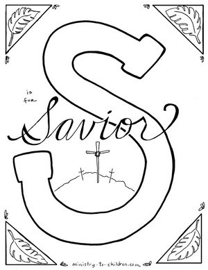 S if for Savior - Religious Easter Coloring Page