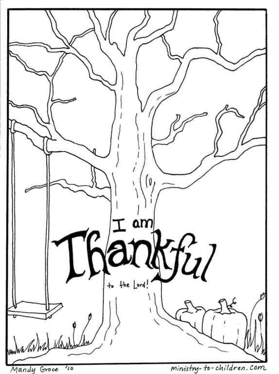 thankful tree printable craft coloring page