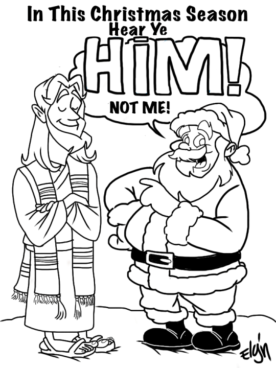 Jesus and Santa Coloring Cartoon